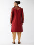 Vastramay Men's Maroon And Gold Silk Blend Sherwani Set